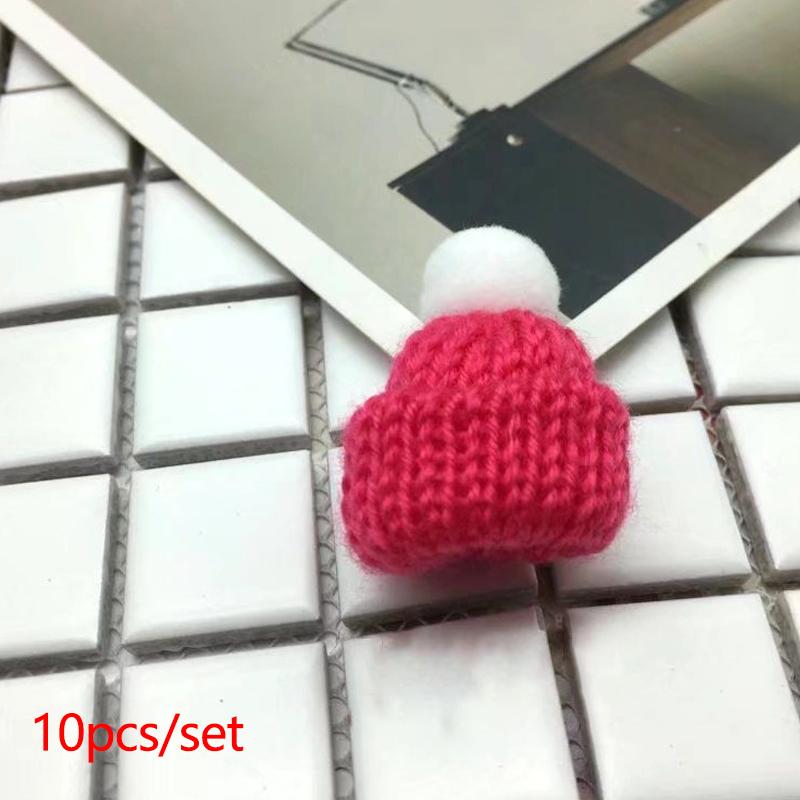 10 шт. Мини-вязаные шапки, рождественская шапка, шерстяная кукольная шапка для рождественских украшений, материалы для шитья и рукоделия, украшения для рождественской елки