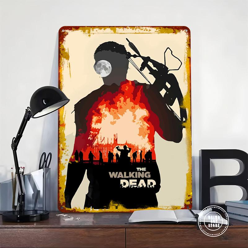 The Walking Dead Silhouette Metal Poster Customized Wall Art Retro Vintage Tinplate Signs for Gaming Room Decoration At Home