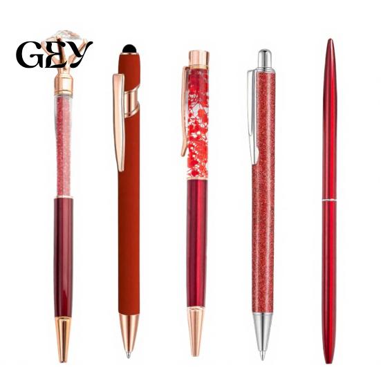 Fashionable Office School Supply 5PCS Metal Diamond Ballpoint Pens, with Sparkling Rhinestone Decor, Sturdy Pocket Clip Pen Smooth Press Mechanism