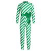 Kids Girls Candy Cane Striped Christmas Costume Long Sleeve Bow-knot Long Bodysuit Dance Jumpsuit Costume Dancewear