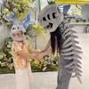 Dinosaur Skeleton Costume Realistic Plush 3D Dinosaur Skull Headpiece And Spine Costume Set for Halloween Cosplay