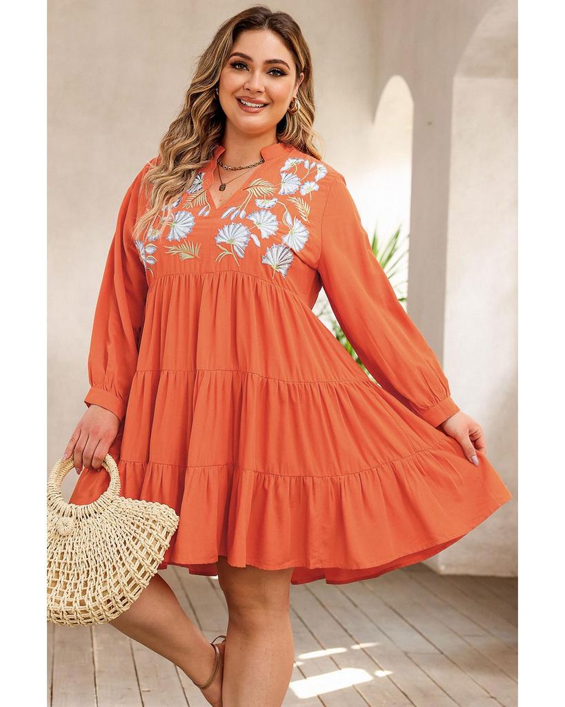 Azura Exchange Embroidered Tiered Ruffle Dress