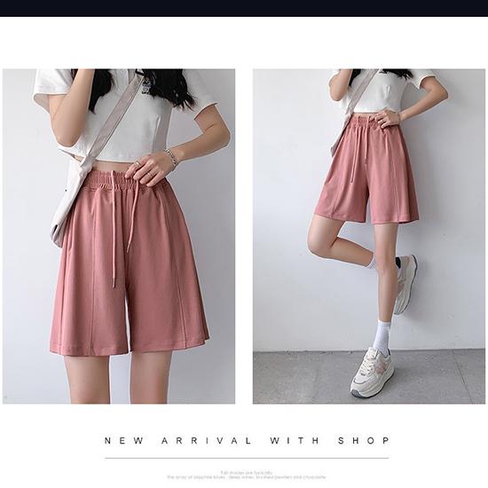 Летние быстросохнущие спортивные женские шорты из ледяного шелка, тонкие, тонкие, свободные, с высокой талией, широкие брюки средней длины, модная женская одежда