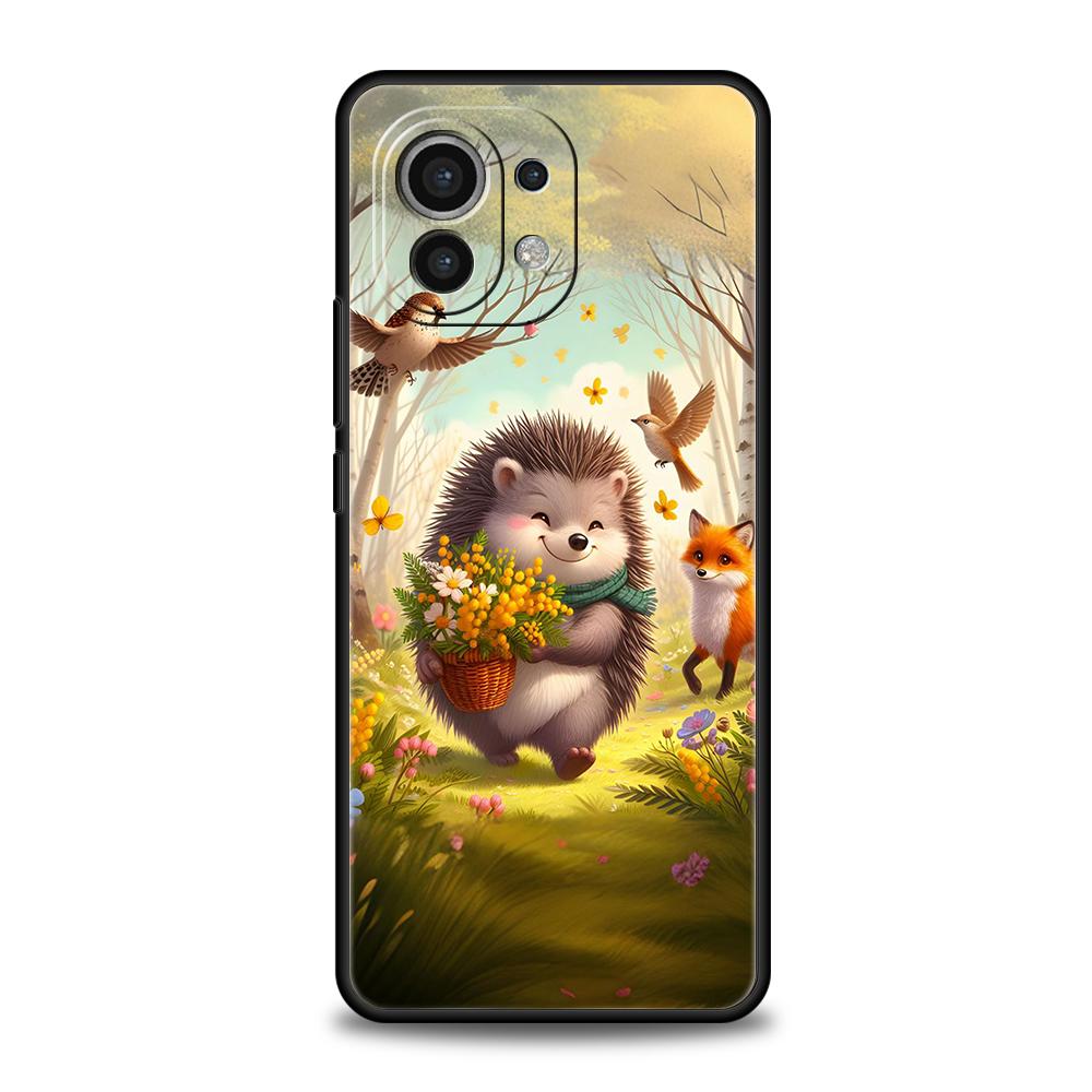 Phone Case Cover for Xiaomi Poco F7 F6 F5 F4 F3 X7 X6 X5 X4 X3 NFC M4 C51 C55 GT Pro Soft TPU Fundas Autumn Cute Hedgehog Design