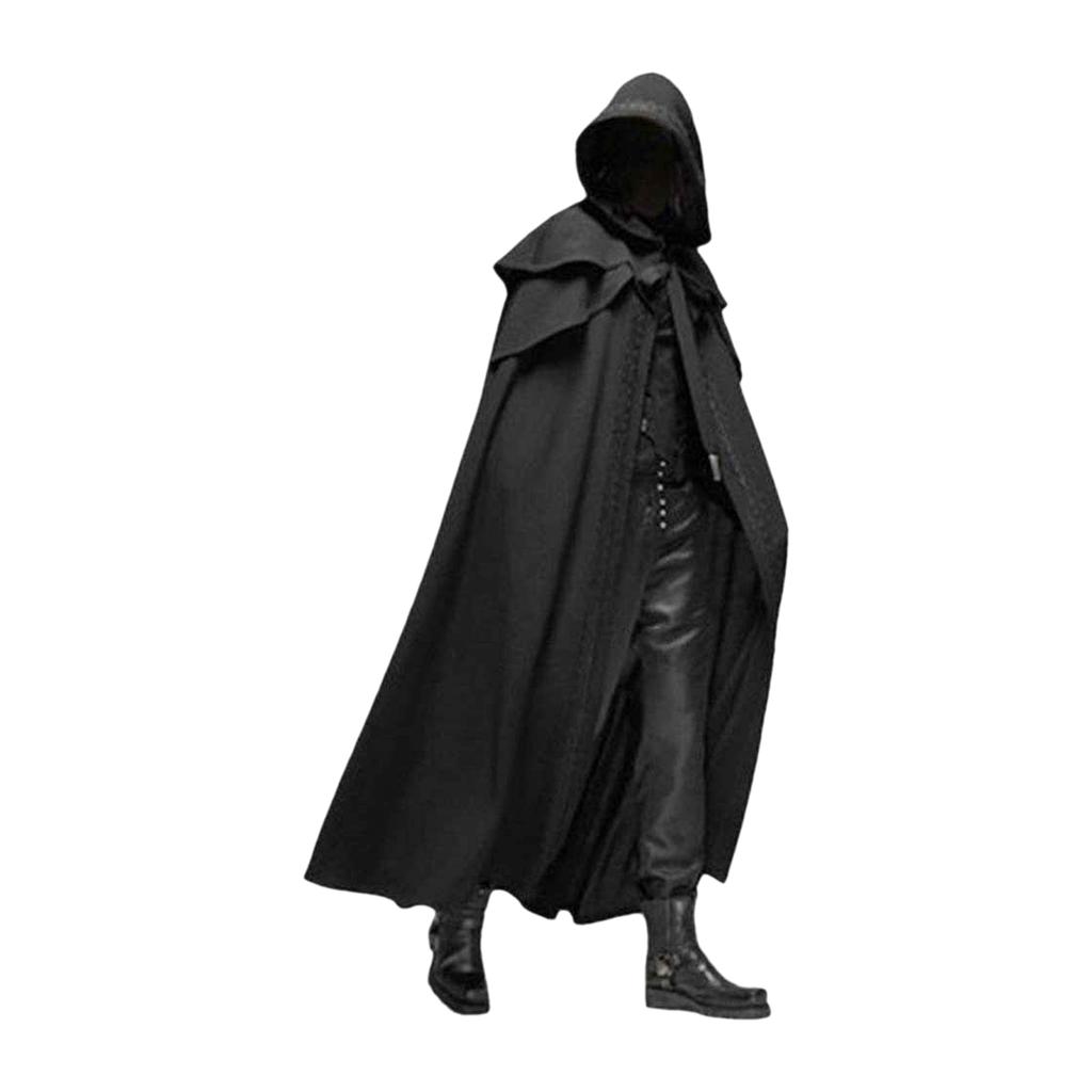 Halloween Hooded Cloak Unisex Men Women Cape Solid Long Cloak Role Cosplay Costumes Outwear Retro