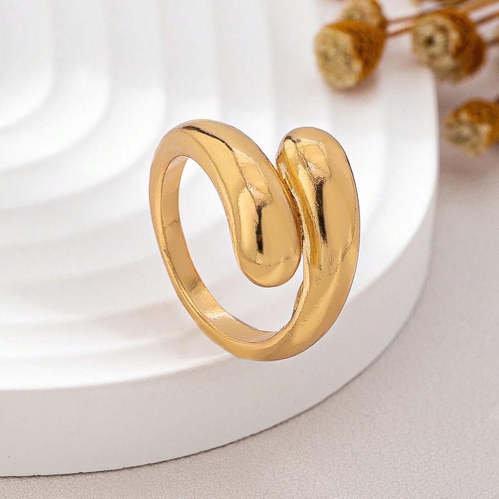 Fashion Commuter Festival Gifts Simple Personality Fashion Waterdrop Bracelet Ring Metal Jewelry Set 2pcs Temperament Set Women