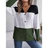Women's Autumn and Winter Casual Clashing Button Long Sleeve Cardigan Sweater