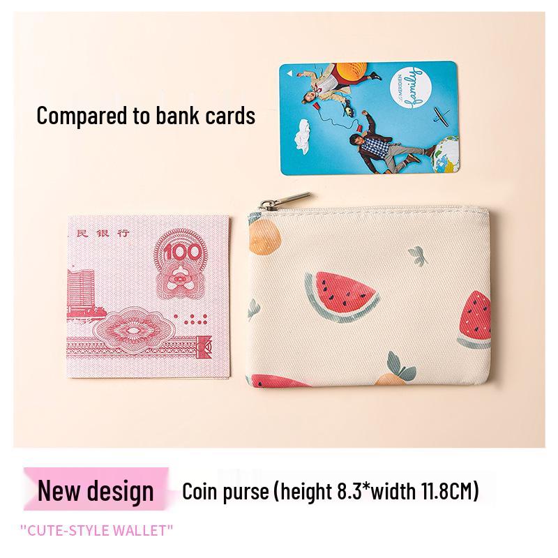 Compact Floral Canvas Wallet - Zipper Coin Purse & Card Holder
