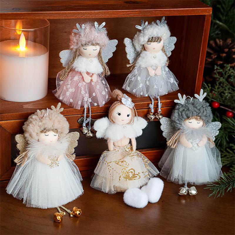 1PC Angel Girl Romantic Christmas Gift Pendant Creativity Plush Doll Decoration Cute Mesh Ornament
