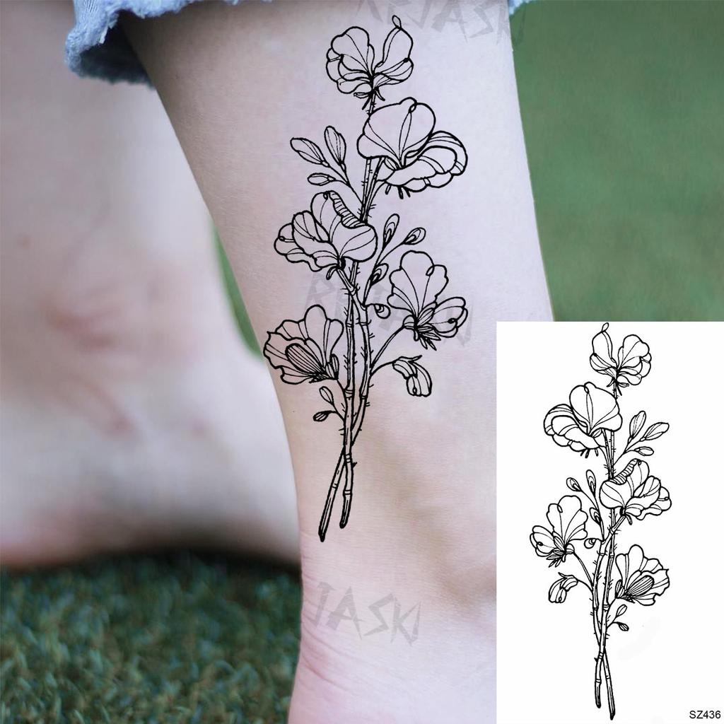 Hyacinth Daisy Temporary Tattoos For Women Girl Lavender Peony Fake Tattoo Sticker Daffodil Tulip Wrist Fashion Waterproof Tatoo