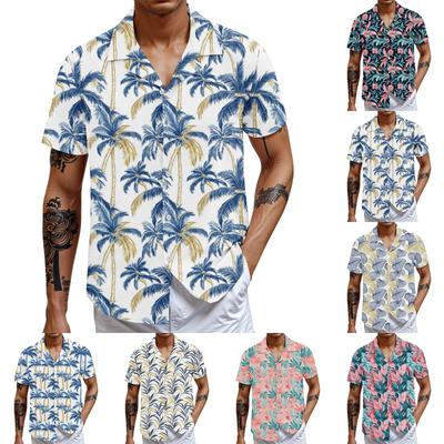 Мужская повседневная свободная рубашка с короткими рукавами, модная рубашка с принтом, топ