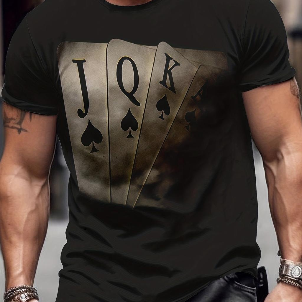 Мужские футболки с графическим 3D-принтом на тему покера, повседневные футболки, удобные пуловеры с короткими рукавами, мужская летняя одежда