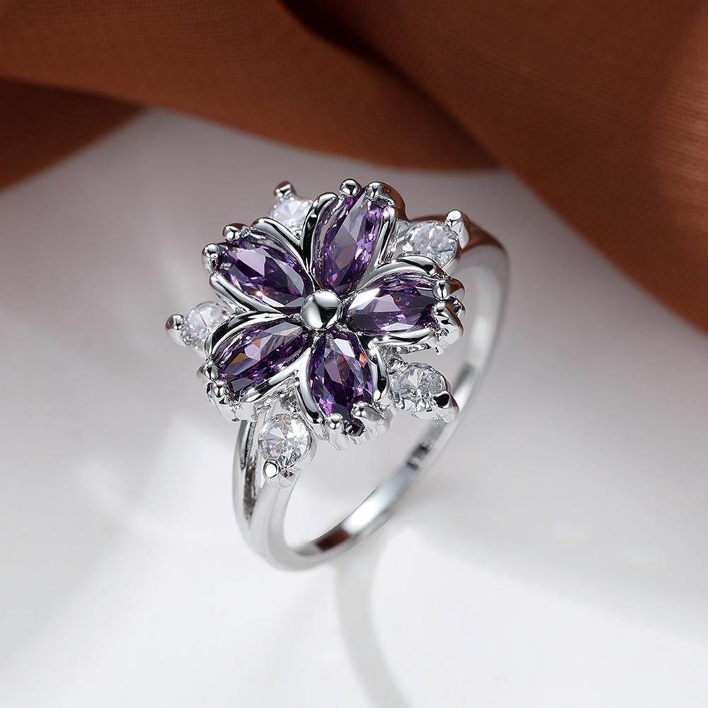 Elegant Fashion Princess Engagement Rings for Bride Jewelry Romantic Blossom Pink Stone Lady Rings