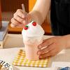 New Summer Cold Drinking Water Cup Student High Value Straw Cup Ice Cream Ceramic Cup Healing Cup