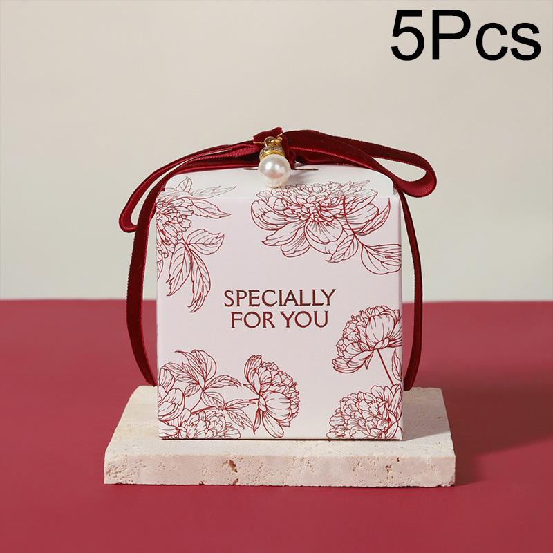 5pc Elegant Fresh Flowers Candy Box Biscuit Storage Party Supplies Gift Wrapping Favors Decor Paper