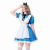 Blue Princess Alice Dress Halloween Costume Maid Costume cos Show Costume Pastoral European American Large Size