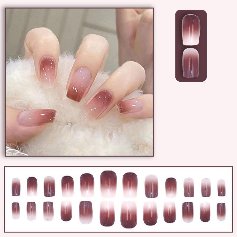 24 шт. французских накладных ногтей в милом стиле, водонепроницаемые, накладные ногти, полное покрытие, аксессуары для накладных ногтей