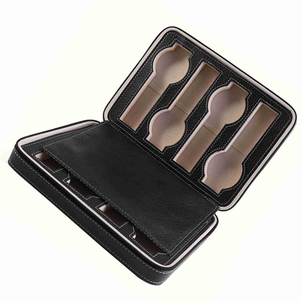 Zippered Design Watch Storage Box PU Leather,Cardboard Travel Watch Case Travel Use