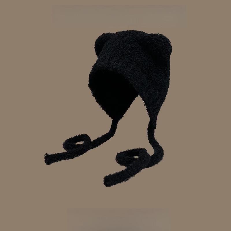 Gray Floppy Bear Hat: Versatile Winter Wool Knit with Ear Protection