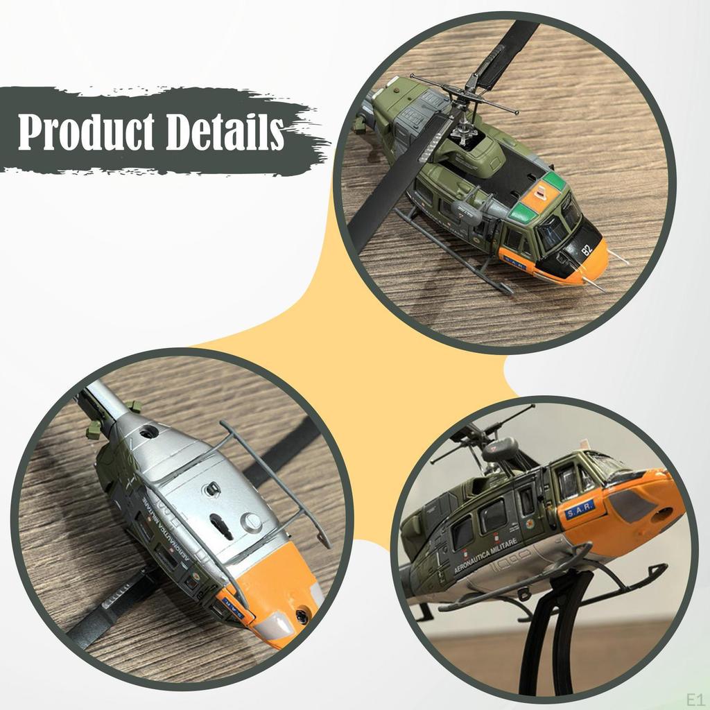 1/100 Diecast Helicopter Model Simulation Airplane Learning Toy Collection with Display Stand
