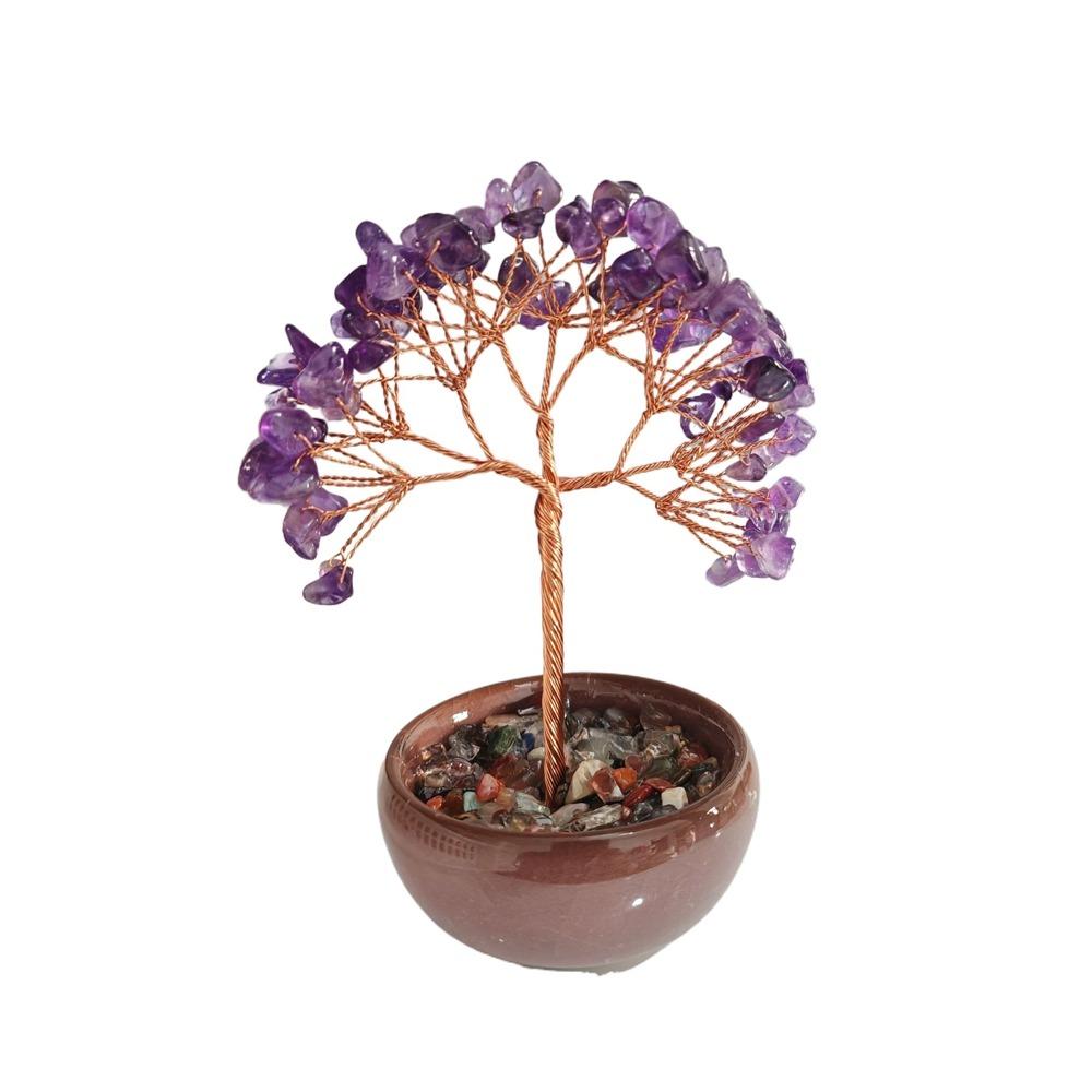 Медная проволока натуральное хрустальное дерево с чашкой основание каменное украшение дерево здоровье удача дерево фигурка Главная