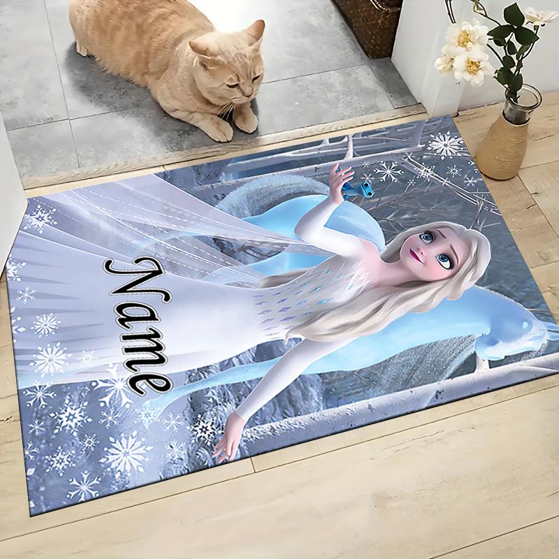 Custom Name Elsa's Magical Frost Carpet Rug Customizable Soft Washable Anti-Slip Home Living Room Sofa Mats Personalized Rug. 0909278