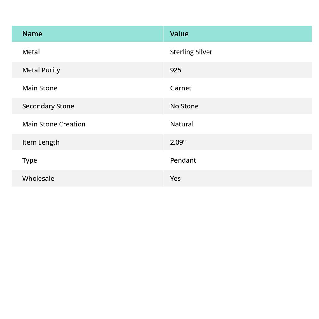 Natural Garnet Gemstone Handmade 925 Sterling Silver Jewelry Pendant 2.09" E2I44