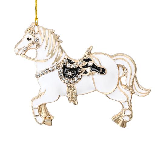 Horse Christmas Ornaments Sparkly Rhinestone Horse Hanging Decoration Acrylic Christmas Tree Ornament for Winter Xmas Party Supplies Holiday Decor