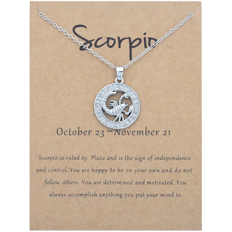 12 Zodiac Signs 3D Image Pendant Necklace Ins In Stock Zodiac Card Collarbone Chain