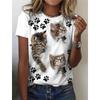 Women's 3d Dogs Cat Print T Shirt Fashion Womens Tees Tops Harujuku Kawaii Oversized Summer O-Neck Top Female Clothing 2024
