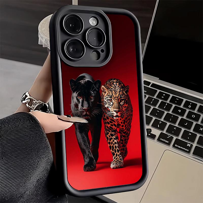 Чехол для телефона iPhone 17 Air 16E 15 16 Pro Max Черная Пантера Крутой Чехол с Животным 14 Plus 13 12 Mini Мягкий Силиконовый Fundas