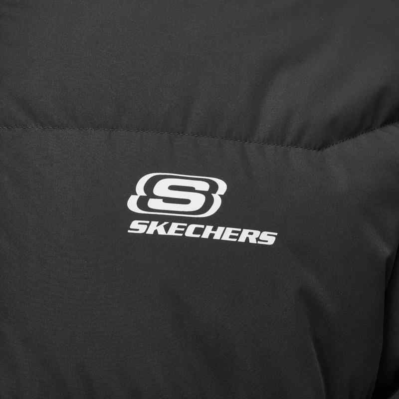 Skechers Удобная Мягкая Гипоаллергенная Универсальная Короткая Пуховая Куртка Унисекс Верхняя одежда Угольно-Черная L424U261-0018
