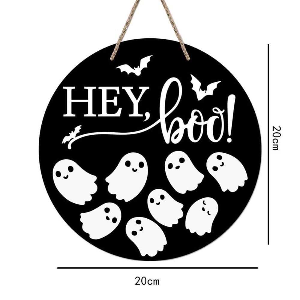 2D Halloween Wooden Sign Spooky Ghost Pumpkin DIY Halloween Wood Ornament with Rope Halloween Welcome Sign Garden Hanging Decor