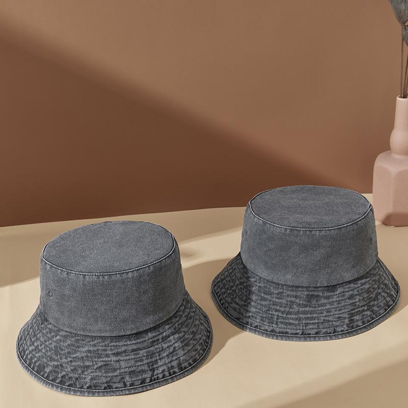 Vintage Washed Denim Bucket Hat for Men & Women - Stylish Sun Protection Outdoor Fishing Cap with Wide Brim