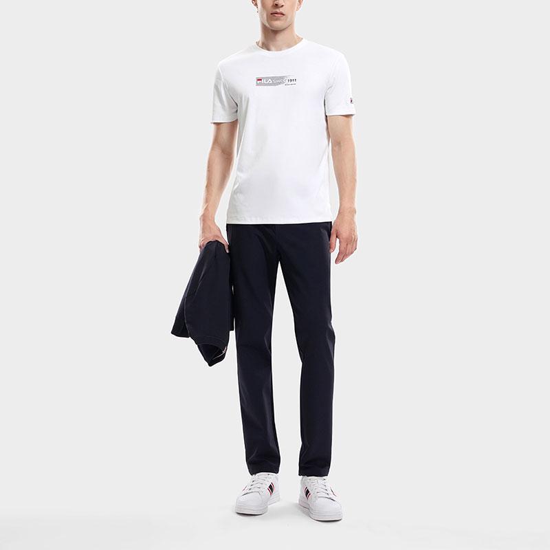 Fila Футболка мужская трикотажная с круглым вырезом и коротким рукавом с принтом логотипа-буквы, белая F11M331111F-WT
