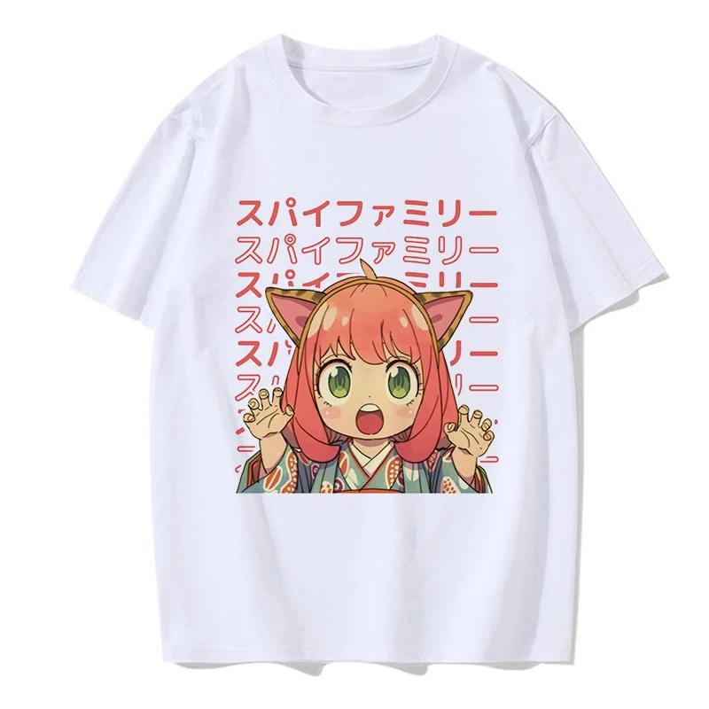 Футболка Y2k Аня Форджер spy x family Аниме Футболка Каваи Мультяшная Мужская/Женская Майка Харадзюку Унисекс Мода Уличная Одежда Манга Футболка