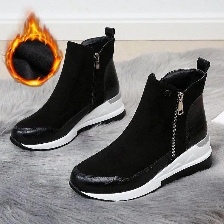 Ботинки больших размеров Женские зимние ботинки на танкетке Снежные ботинки Обувь Высокие одинарные ботинки