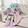 Musical Notes Print Flannel Throw Blanket – Cute Music Lover Gift for Home Office Sofa Car Nap