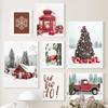 Christmas Tree Vintage Car Red Light Living Room Decoration Posters And Prints Wall Art Canvas Painting Wall Pictures Home Decor No Frame