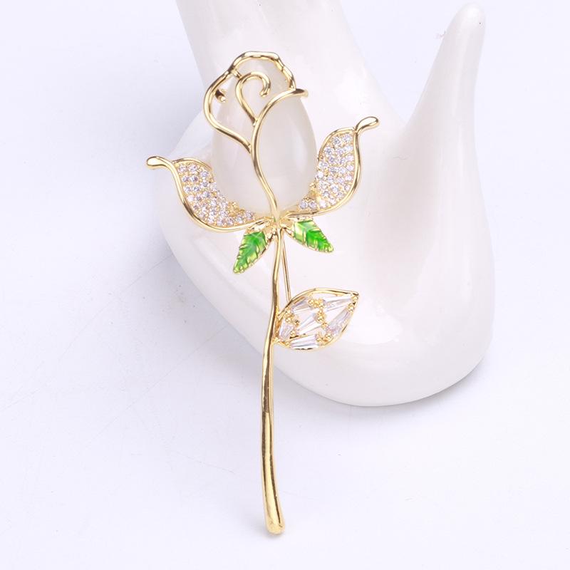 Blucome Gentle Rose Shape Brooch Female All-match Banquet Dress Corsage Accessories Elegant Pin Fashion Jewelry