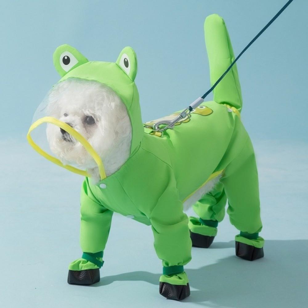 Transparent Hood Four-legged Rain Coat Waterproof Cat Rainproof Pet Clothes Outdoor Use