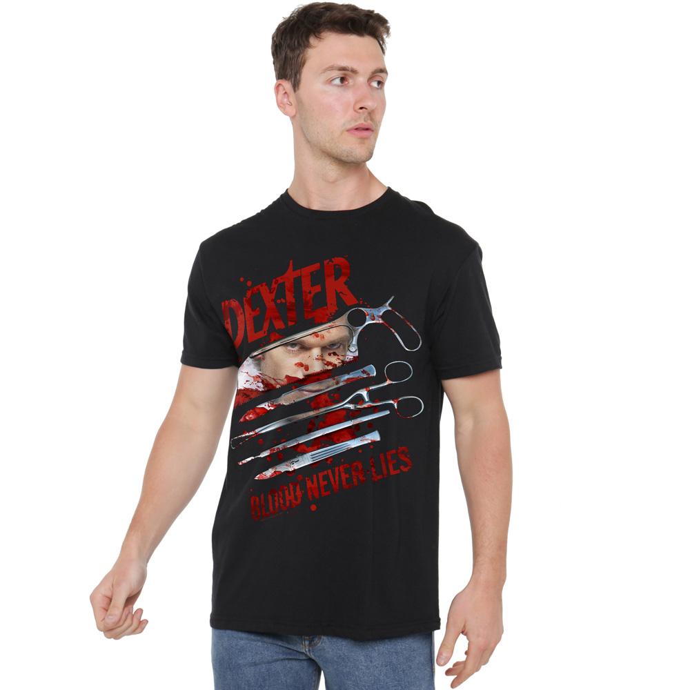 Dexter Mens Blood Never Lies T-Shirt
