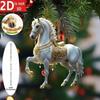 2D Acrylic Horse Pendant Backpack Charm Car Rearview Mirror Pendant Christmas Tree Hanging Ornament Party New Year Decoration