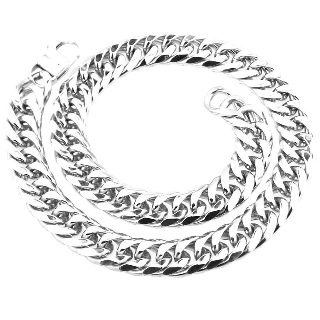 Silver Tone Stainless Steel Men's Chain Necklace Heavy Huge Jewelry Curb Cuban Chain
