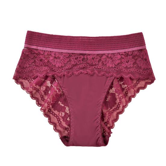 Women Underpants High Waist Hollow Out Lace Soft Breathable Anti-septic Stretchy Moisture-wicking Flower Embroidery Mesh Lady Panties Briefs