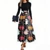 Женские модные повседневные платья с поясом, с длинным рукавом, с круглым вырезом, с принтом на Хэллоуин, элегантные, с темпераментом