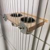Bird Perch Feeder Wooden Stand Detachable Stainless Steel Feeding Cups Food Water Bowls for Macaws Lovebirds Cockatoos