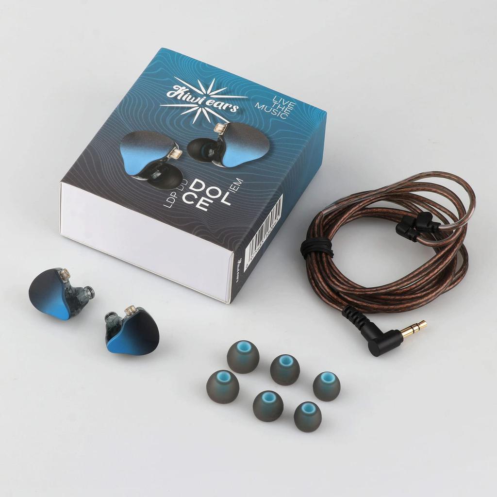 LINSOUL Kiwi Ears Dolce 1DD Dynamic HiFi Earphones with HIFI Sound Deep Noise Stereo Blue Wired Comfortable Ergonomic No Made In China 3.5mm Jack,