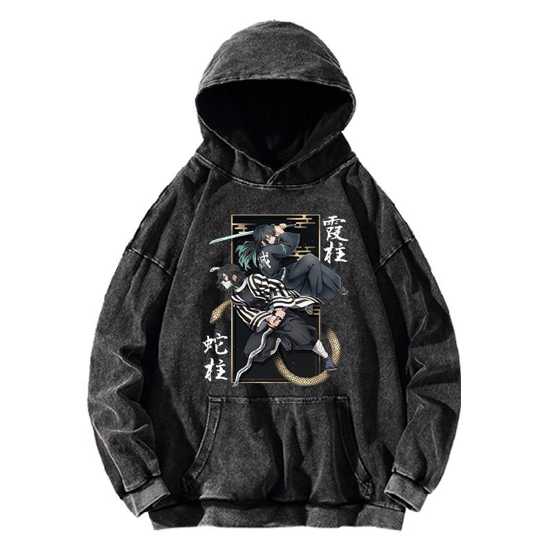 Аниме Толстовка Токито Муичиро Клинок, рассекающий демонов Игуро Обанай Свитшот Женская Мужская Одежда Длинный Рукав Уличная Одежда Выстиранный Хлопок Топы