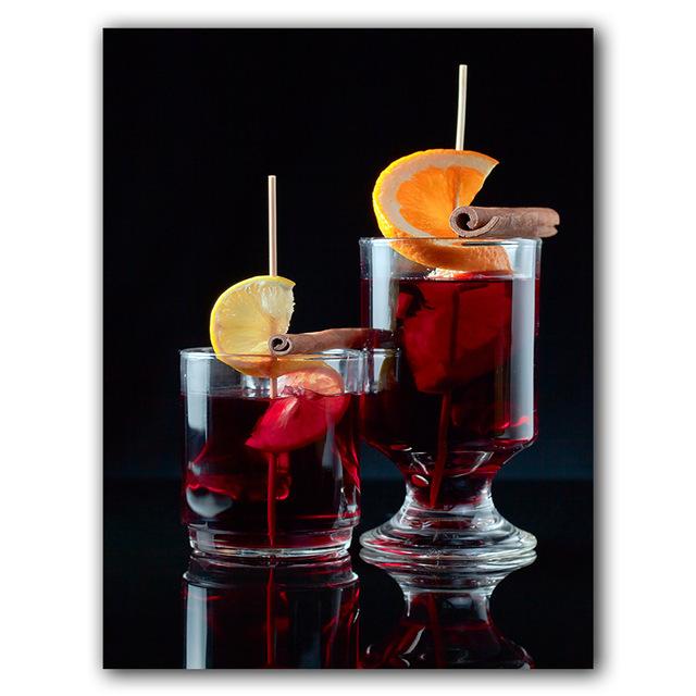 Скандинавское современное искусство, оранжевые фрукты, красное вино, коктейльные постеры, настенные панно на холсте, картина для кухни, комнаты, украшение дома